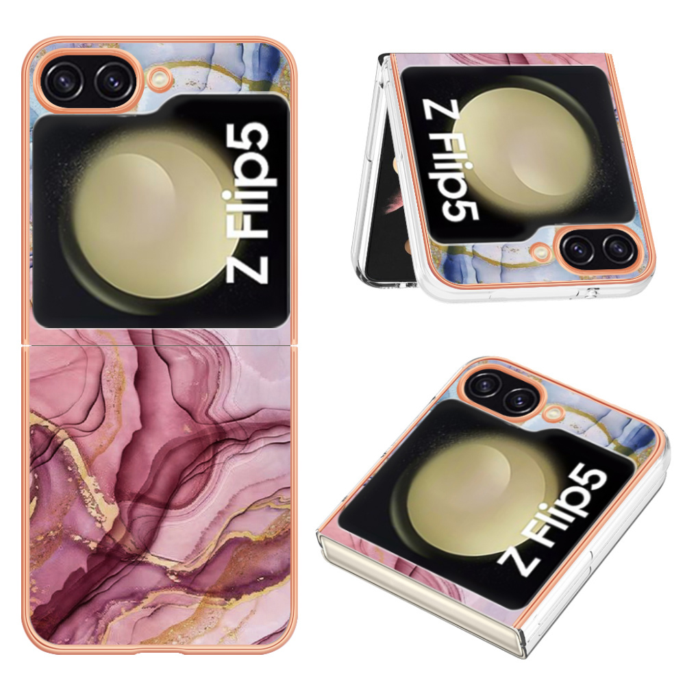 

YB IMD Series-16 Style-E Für Samsung Galaxy Z Flip5 5G Elektropliertes Telefonabdeckung 2,0 mm TPU Marmormuster Imd-hülle - Roségold, Galaxy Z Flip5 5G