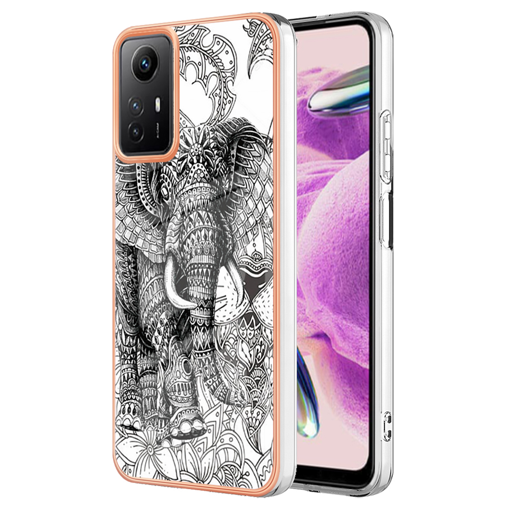 

YB IMD Series-19-stil D Für Xiaomi Redmi Anmerkung 12S 4G Muster Elektroplating-hülle 2,0 mm TPU Schockschutz Imd-telefonabdeckung - Totem -elefant, Xiaomi Redmi Note 12S 4G
