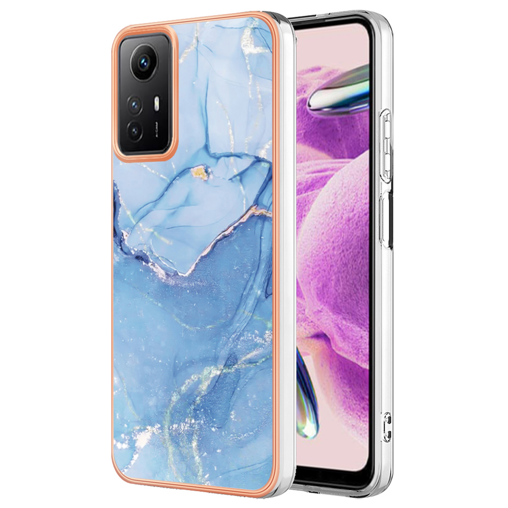 

YB IMD Series-16 Style-E 2,0 mm Tpu-hülle Für Xiaomi Redmi Note 12s 4g, Marmormuster Imd-elektroplating-telefonabdeckung - Blau, Xiaomi Redmi Note 12S 4G