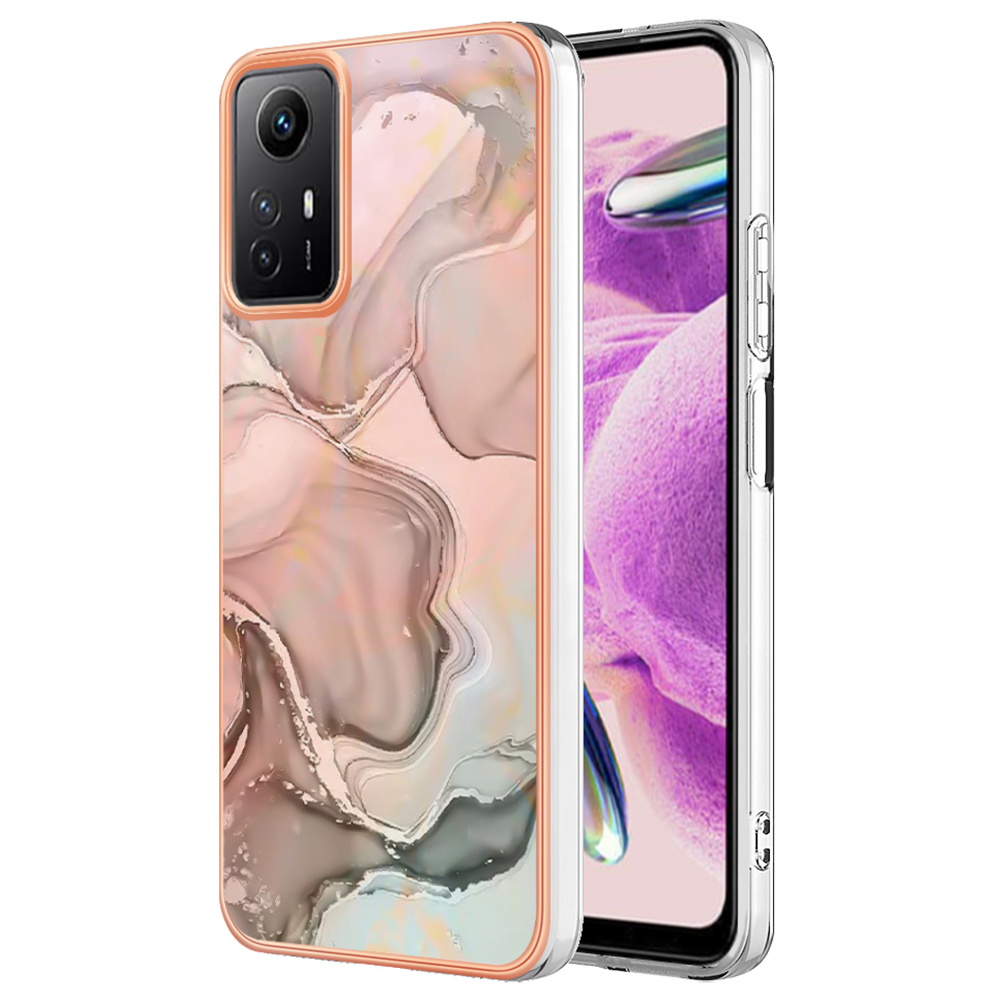 

YB IMD Series-16 Style-E 2,0 mm Tpu-hülle Für Xiaomi Redmi Note 12s 4g, Marmormuster Imd-elektroplating-telefonabdeckung - Rosa, Xiaomi Redmi Note 12S 4G