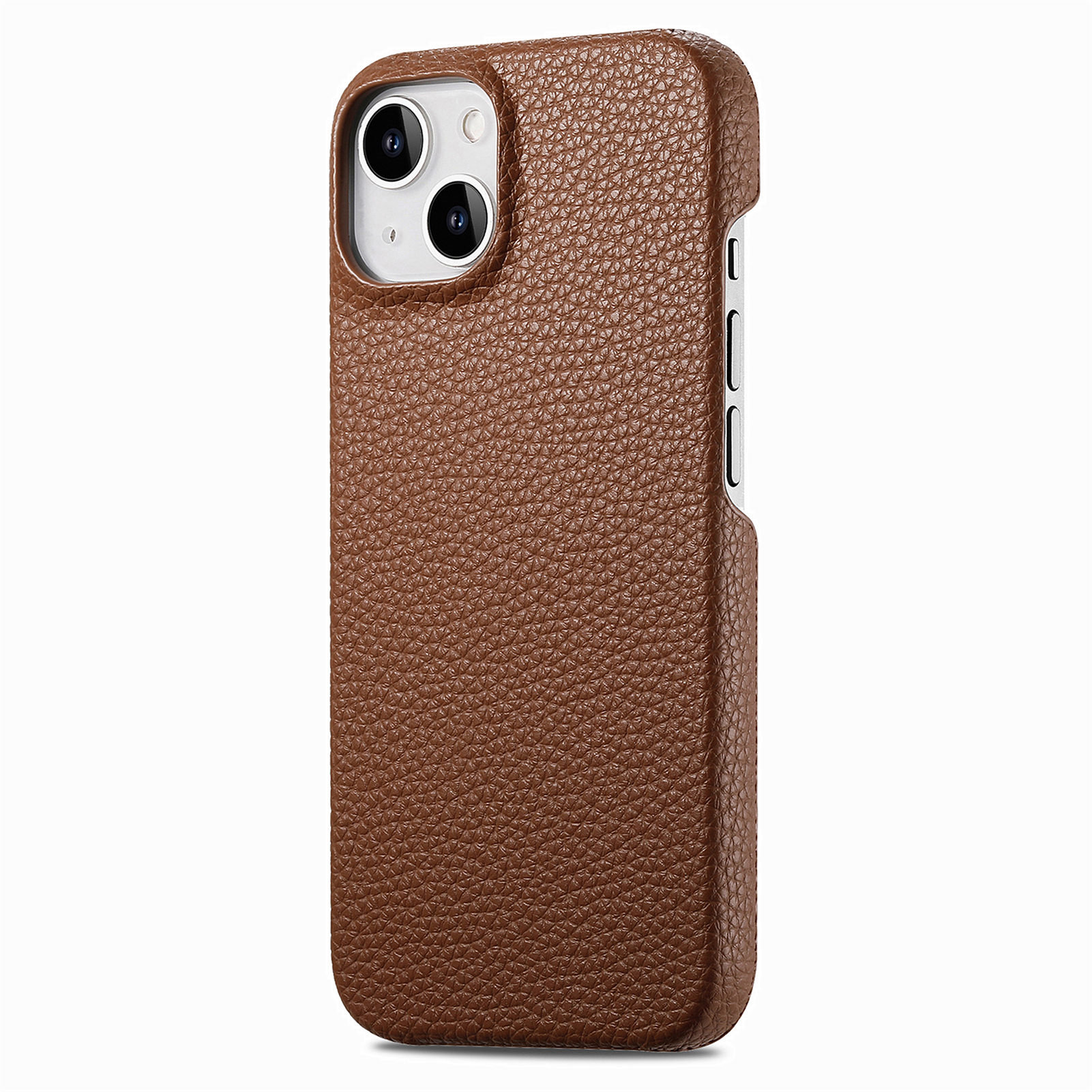 

Litchi Textur Back Hülle Für Iphone 15 Feste Farb-pu-leder-pc-anti-drogen-telefonabdeckung - Braun, iPhone 15