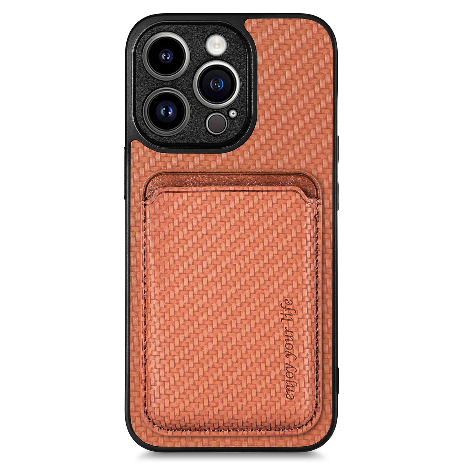 

Abnehmbare Telefonabdeckung Für Iphone 15 Pro Max, Magnetkartenhalter Kohlefaserleder+pc+tpu -hülle - Braun, iPhone 15 Pro Max
