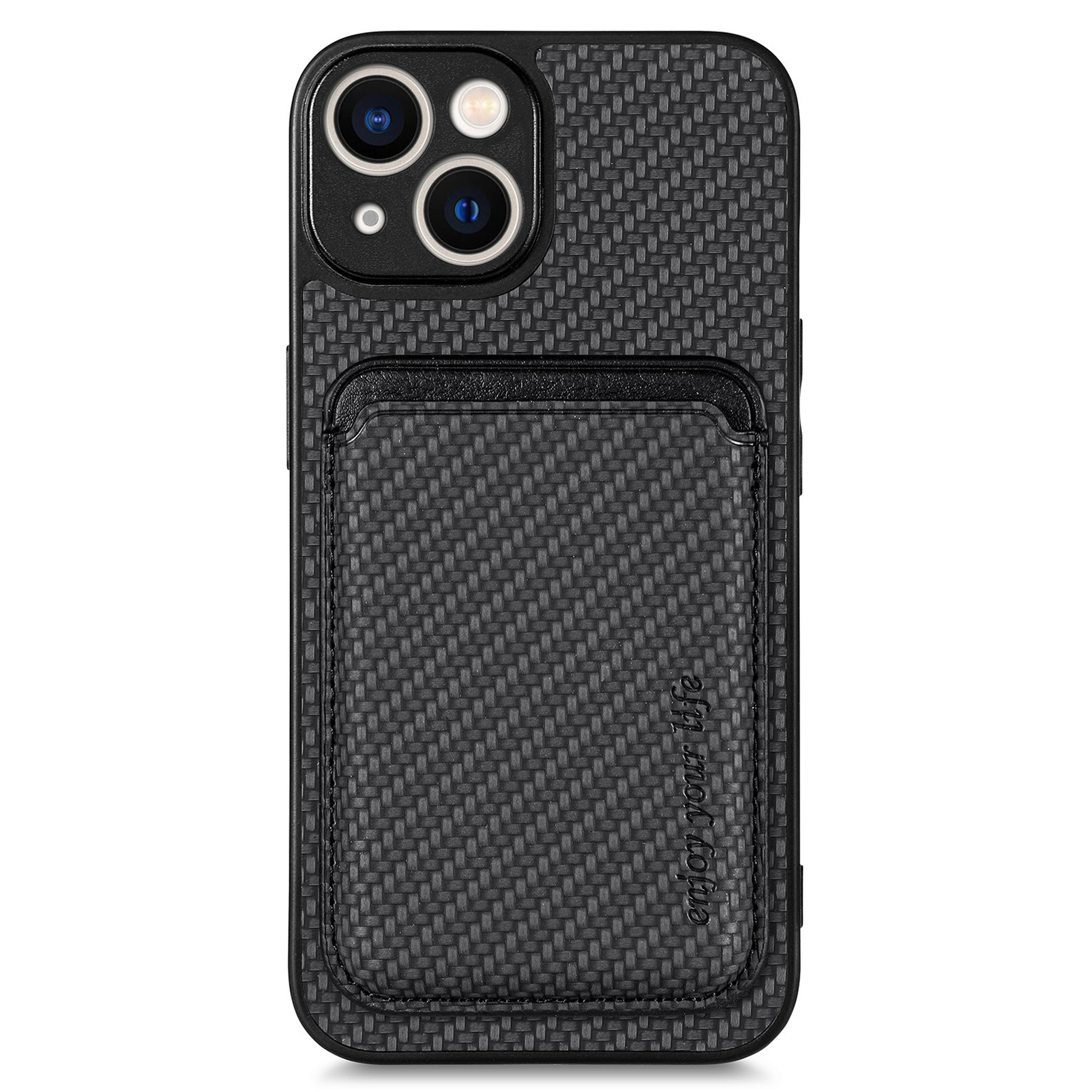 

Carbon -faserhülle Für Iphone 15, Leder+pc+tpu -abdeckung Mit Abnehmbarem Magnetkartenhalter - Schwarz, iPhone 15