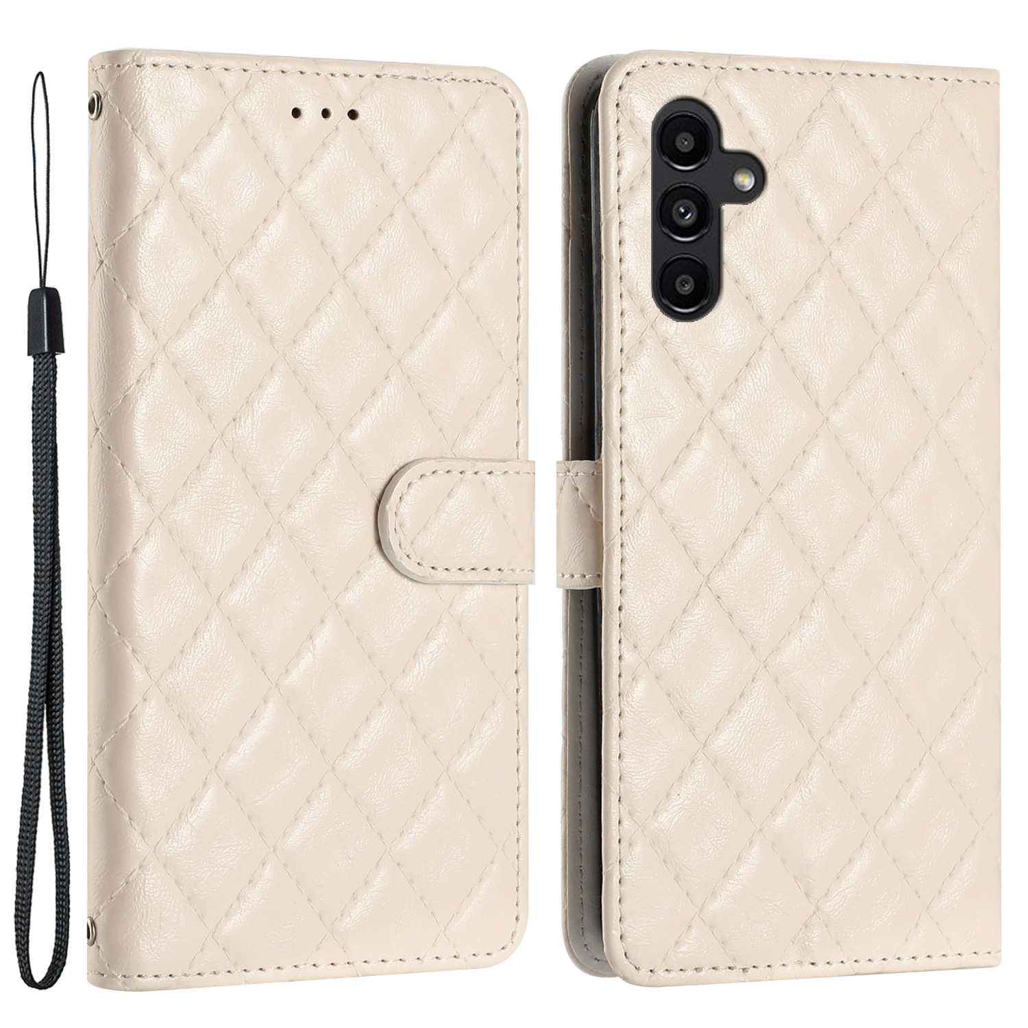 

Rhombus -stitching Line Telefonkoffer Für Samsung Galaxy A24 4G / A25 5g, PU Leder Brieftasche Schutzschutzabdeckung - Weiß, Galaxy A24 4G