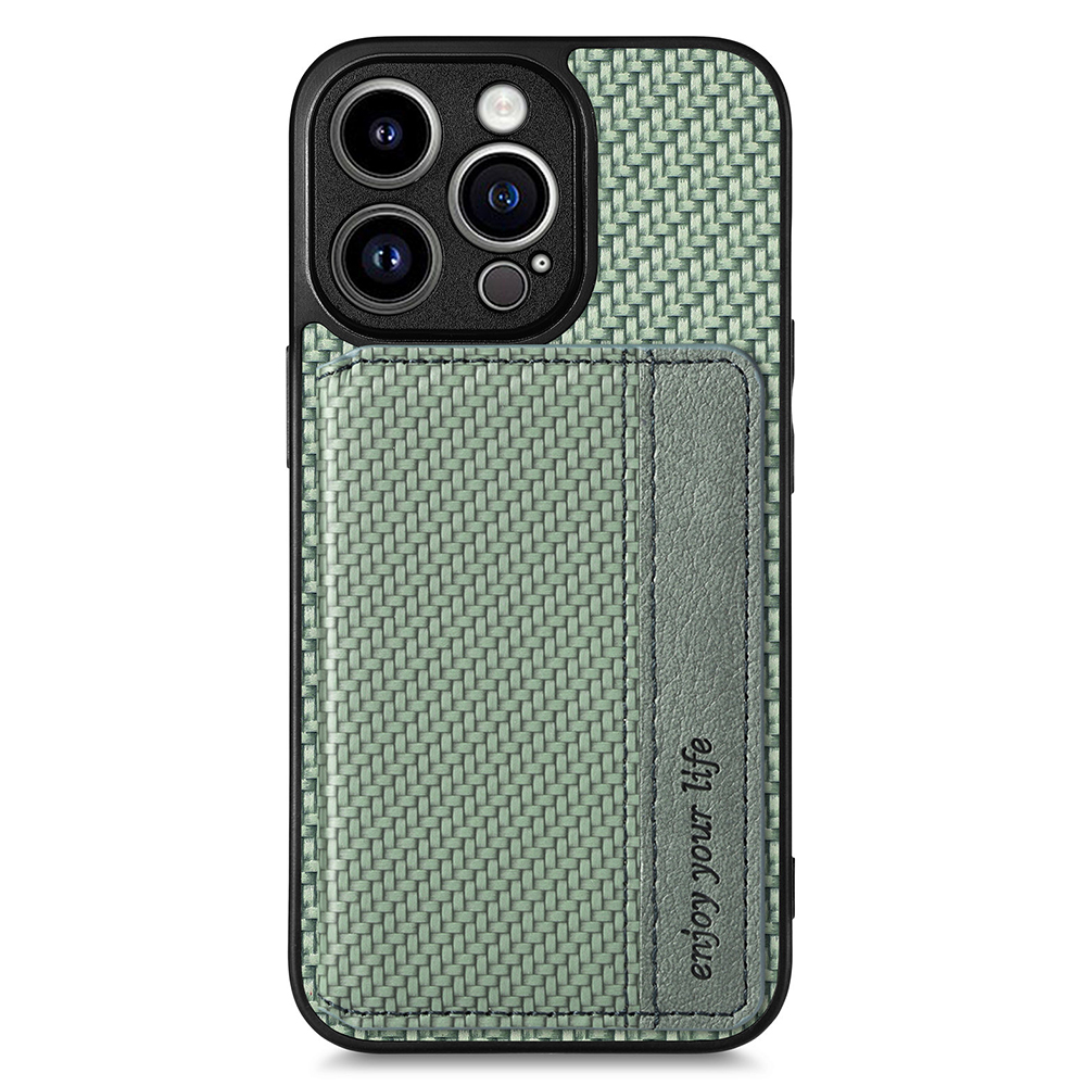 

Schutzhülle Für Iphone 15 Pro, Kohlefaser -textur Brieftasche Kickstand Cover - Grün, iPhone 15 Pro