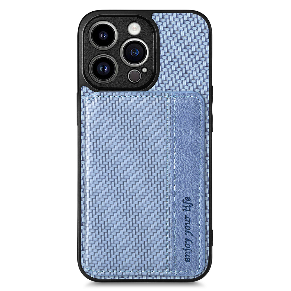 

Für Iphone 15 Pro Max Magnetic Wallet Kickstand Phone Hülle Carbonfaser -textur Rückzugsabdeckung - Blau, iPhone 15 Pro Max