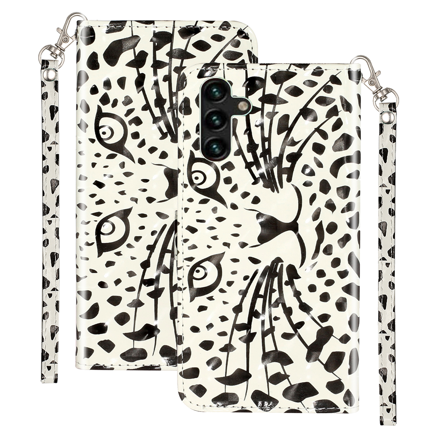 

Brieftasche Telefonkoffer Für Samsung Galaxy A24 4G / A25 5g, PU Leder 3D Muster Druckständer Flip Cover - Leopardenkopf, Galaxy A24 4G