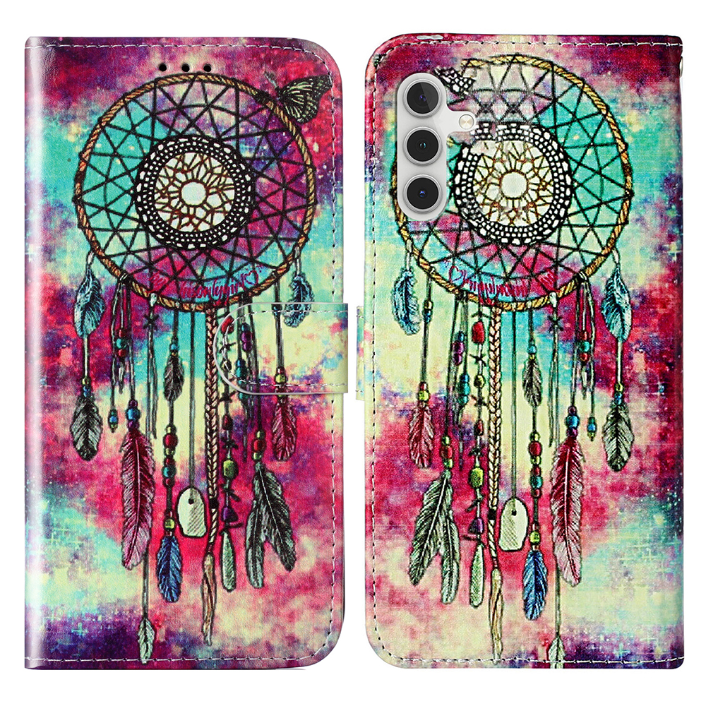 

Für Samsung Galaxy S23 fe PU Leder -muster -druckhülle Wallet Stand Schockdelie Telefonabdeckung - Grüner Windspiel, Galaxy S23 FE