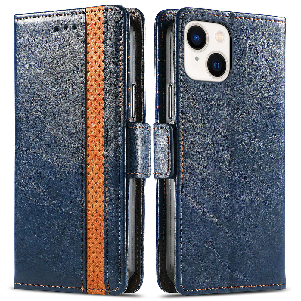 

Caseneo 002-serie Für Iphone 15 Anti-drop-spleißabdeckung RFID Blockierende Pu-leder-brieftasche Telefonhülle - Dunkelblau, iPhone 15