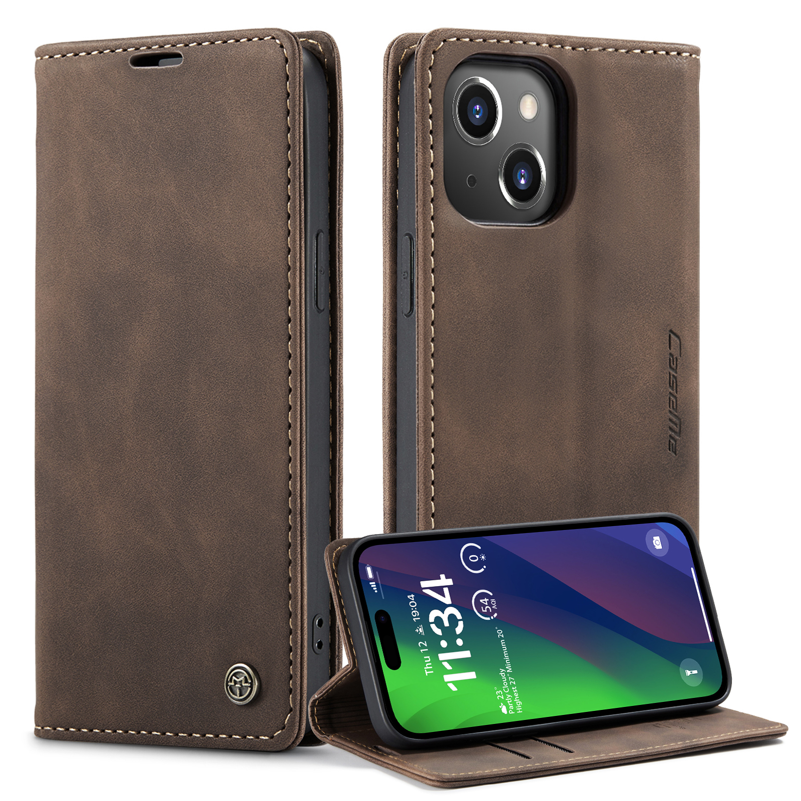 

Caseme 013-serie Für Iphone 15 Plus PU Leder Anti-drogen-telefonhülle Klappstill-brieftasche Abdeckung - Kaffee, iPhone 15 Plus