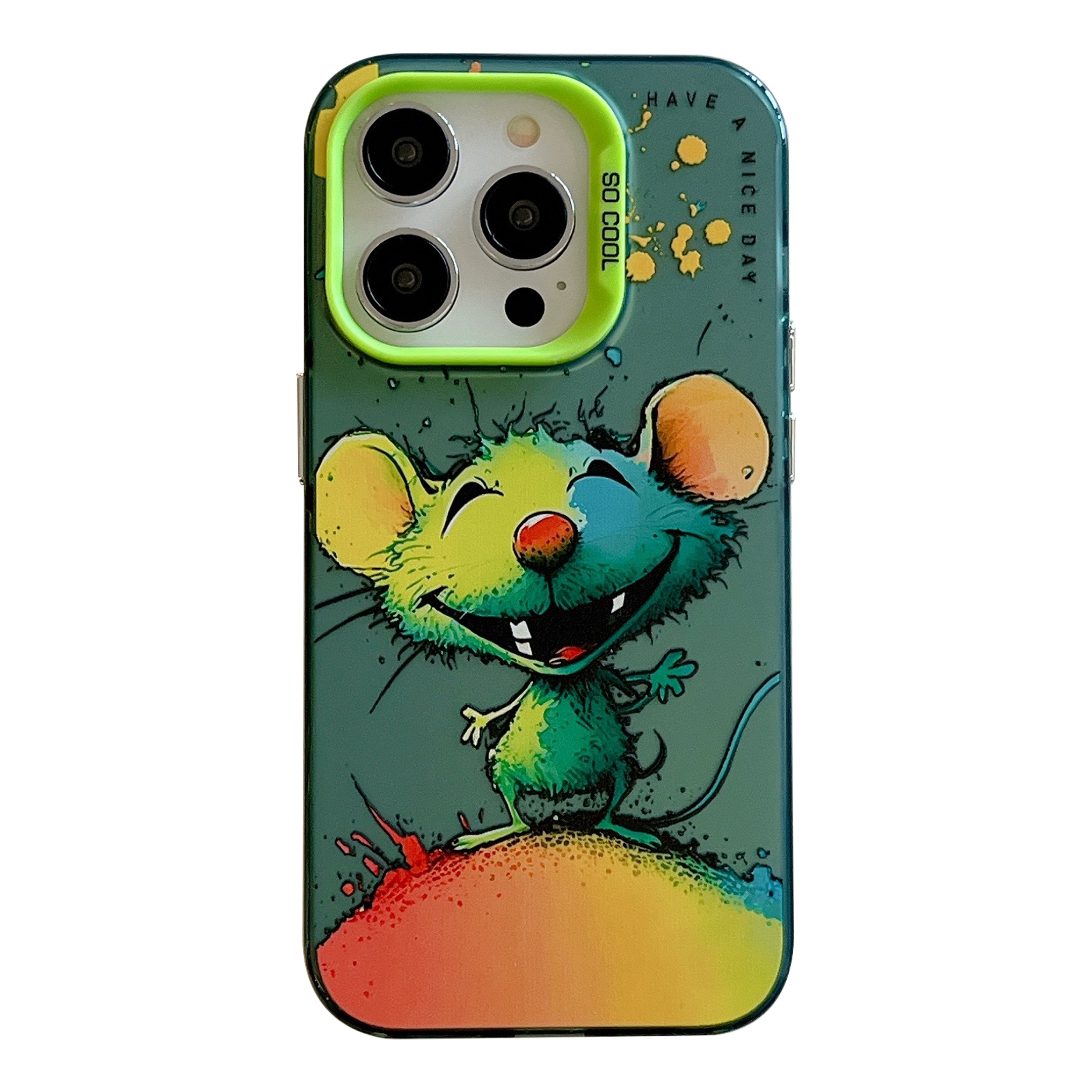 

Für Iphone 13 Pro Animal Muster Druckphase Graffiti Art PC+TPU Schockdcoverabdeckung - Glückliche Maus, iPhone 13 Pro