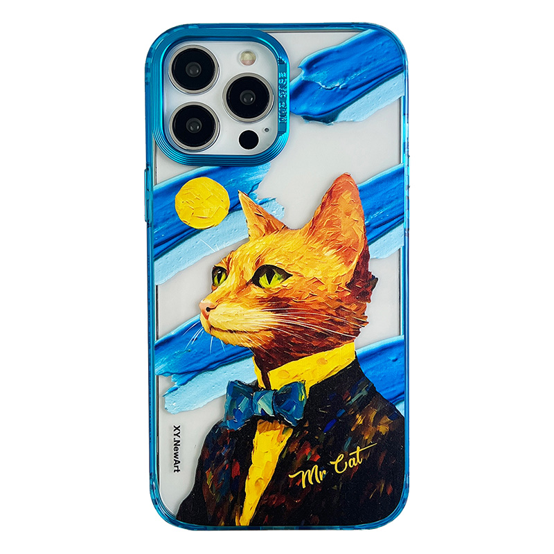 

Für Iphone 13 Pro 6.1 Zoll Ölmalerei Rückdeckabdeckung Kratzer -proof -pc+tpu -telefonhülle - Herr. Katze, iPhone 13 Pro