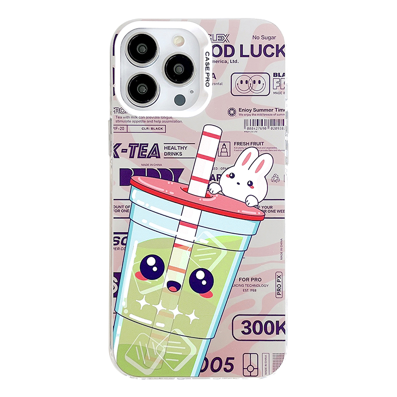 

Für Das Iphone 14 Pro -muster Druckphase Electroplated Silver Series PC+TPU -rückzugabdeckung - Milchtee, iPhone 14 Pro