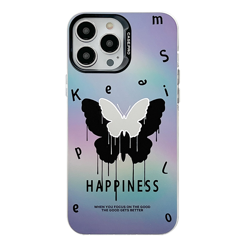 

Elektroplattierte Silberreihen -telefonhülle Für Iphone 14 Pro Max Muster Druckpc+tpu Hybrid -abdeckung - Schwarzer Weißer Schmetterling, iPhone 14 Pro Max
