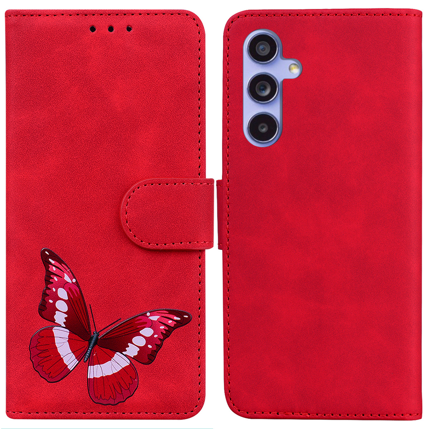 

Für Samsung Galaxy S23 fe Butterfly Printing Flip Stand Wallet Hülle Leder Anti-drogen-telefonabdeckung - Rot, Galaxy S23 FE