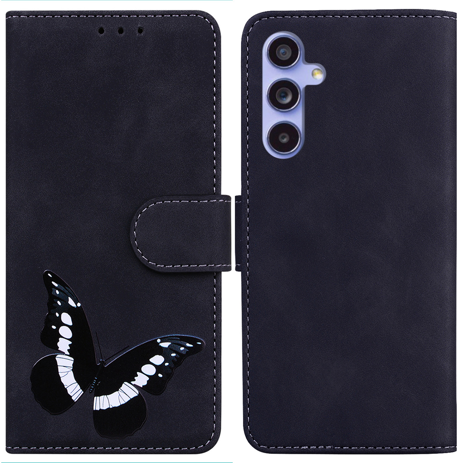 

Für Samsung Galaxy S23 fe Butterfly Printing Flip Stand Wallet Hülle Leder Anti-drogen-telefonabdeckung - Schwarz, Galaxy S23 FE