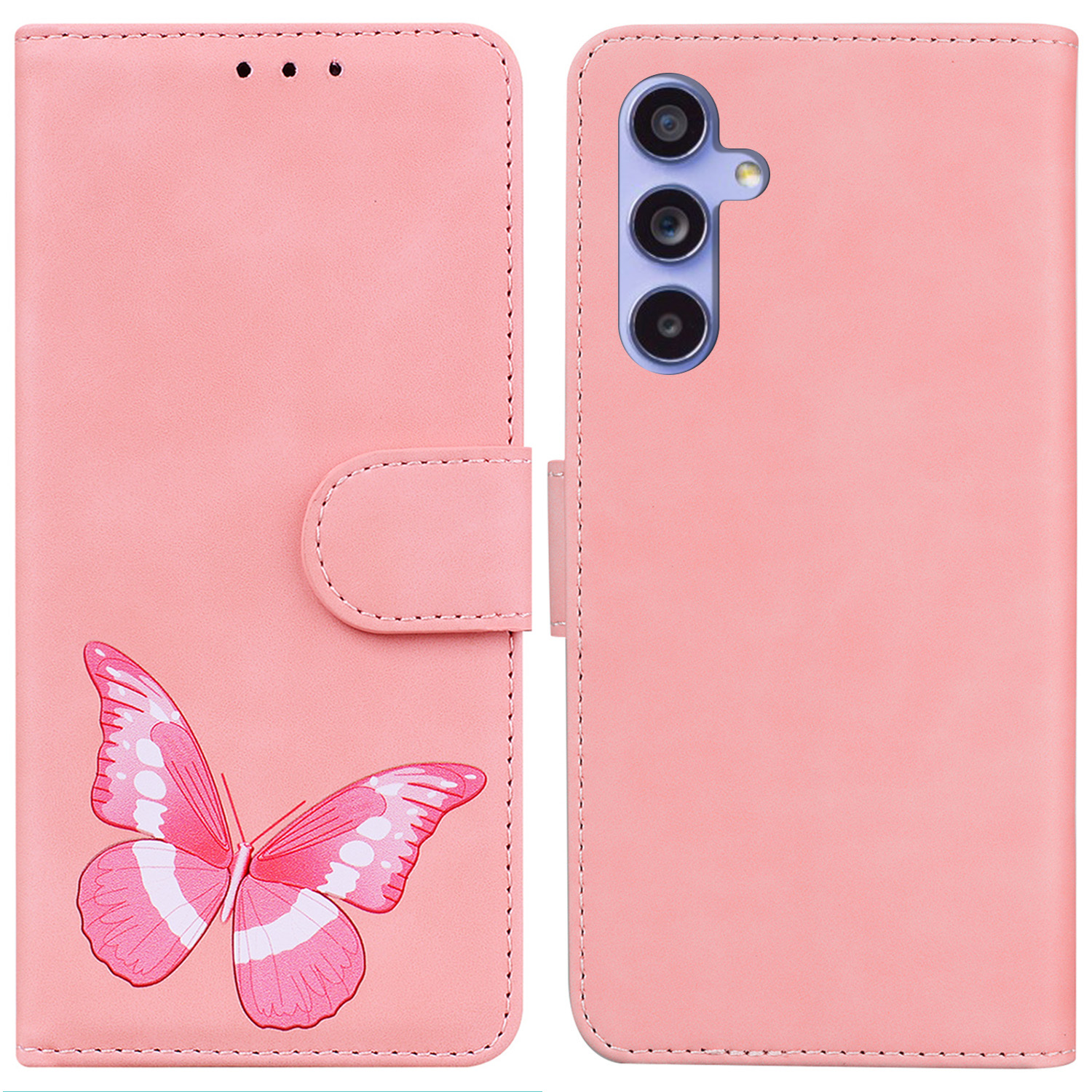 

Für Samsung Galaxy S23 fe Butterfly Printing Flip Stand Wallet Hülle Leder Anti-drogen-telefonabdeckung - Rosa, Galaxy S23 FE