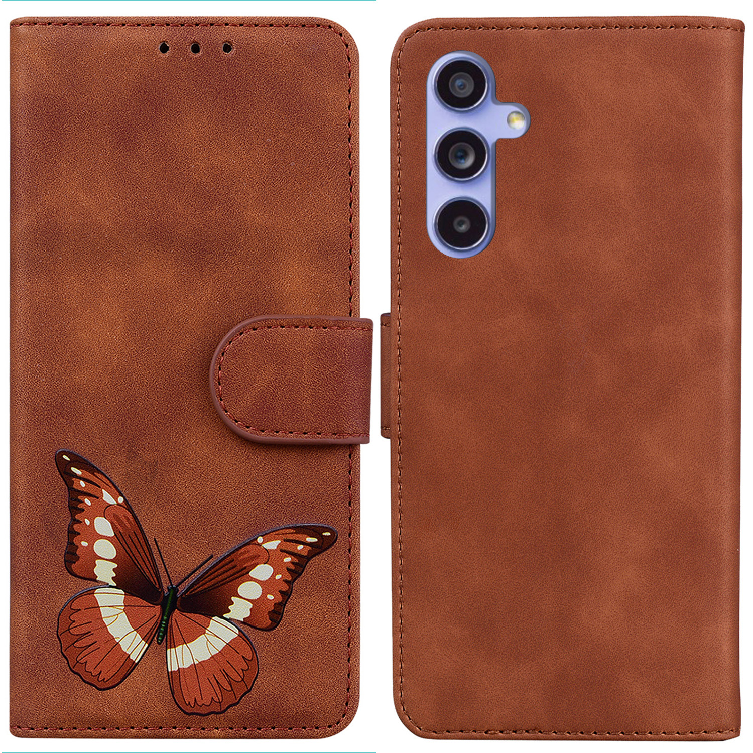 

Für Samsung Galaxy S23 fe Butterfly Printing Flip Stand Wallet Hülle Leder Anti-drogen-telefonabdeckung - Braun, Galaxy S23 FE