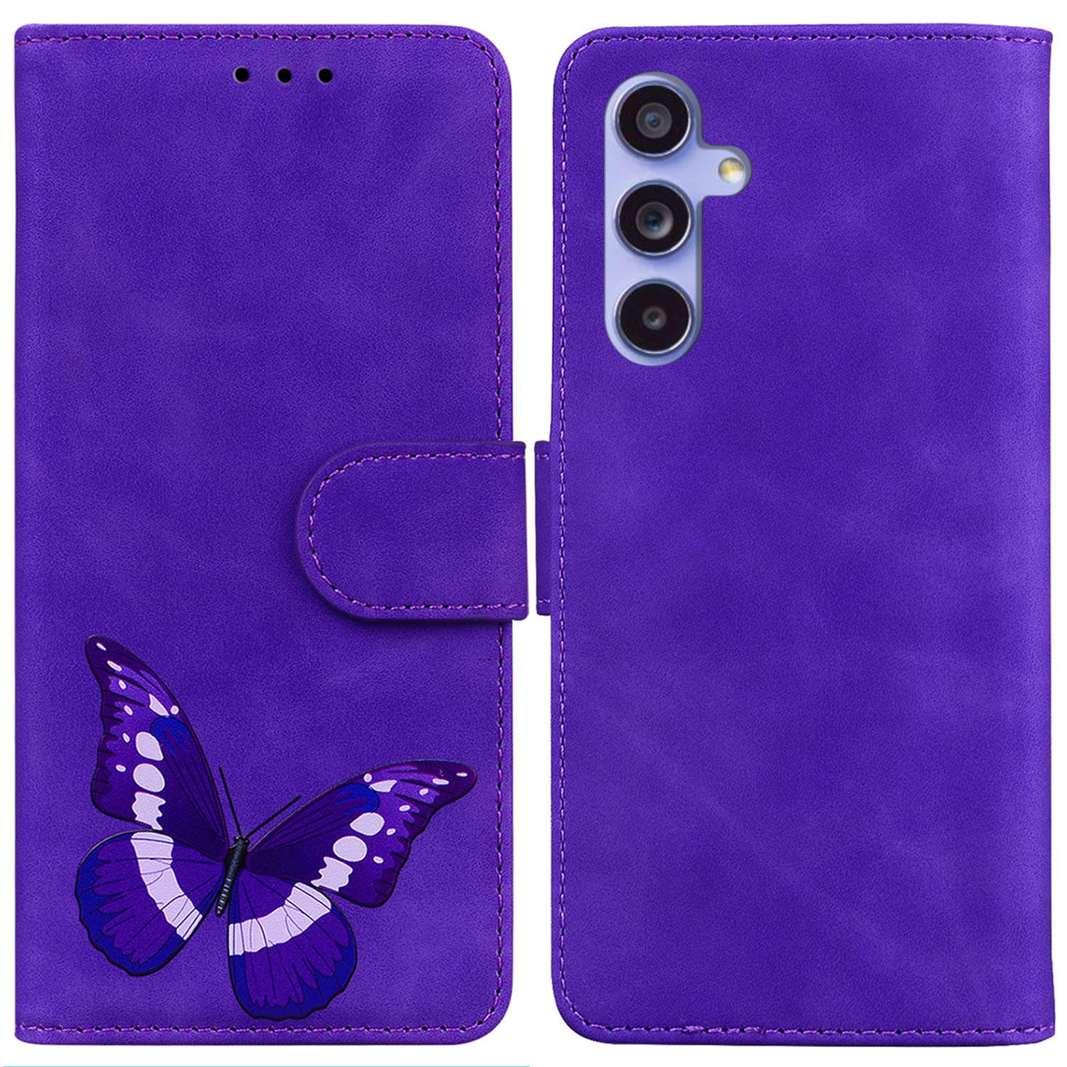 

Für Samsung Galaxy S23 fe Butterfly Printing Flip Stand Wallet Hülle Leder Anti-drogen-telefonabdeckung - Lila, Galaxy S23 FE