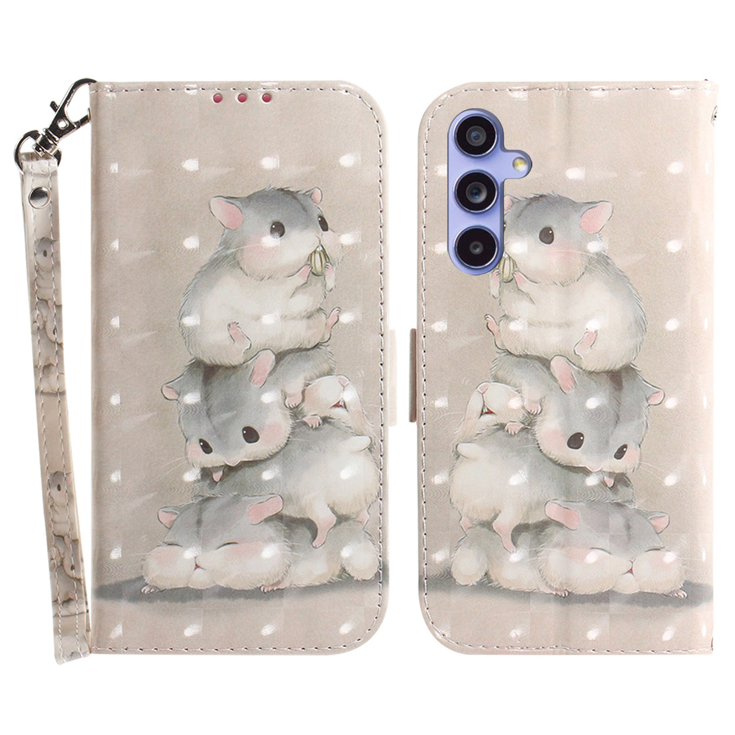 

PU Lederstand Filp -abdeckung Für Samsung Galaxy S23 Fe, 3D -muster -druck -brieftaschenhülle Mit Riemen - Eichhörnchen Stapeln, Galaxy S23 FE