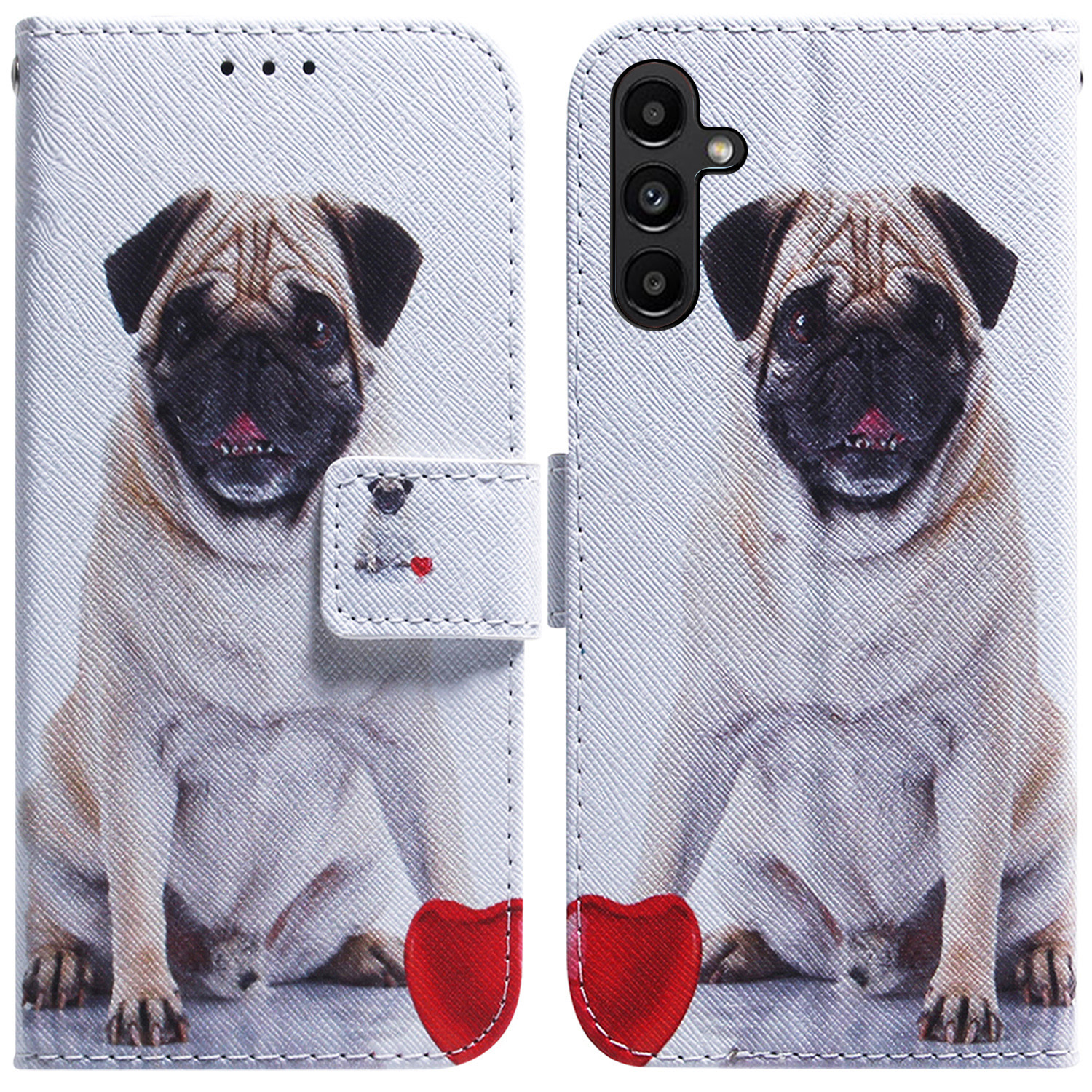 

PU Leder -telefonhülle Für Samsung Galaxy A25 5g, Musterdruck Brieftasche Flip Ständer Abdeckung - Mops, Galaxy A25 5G