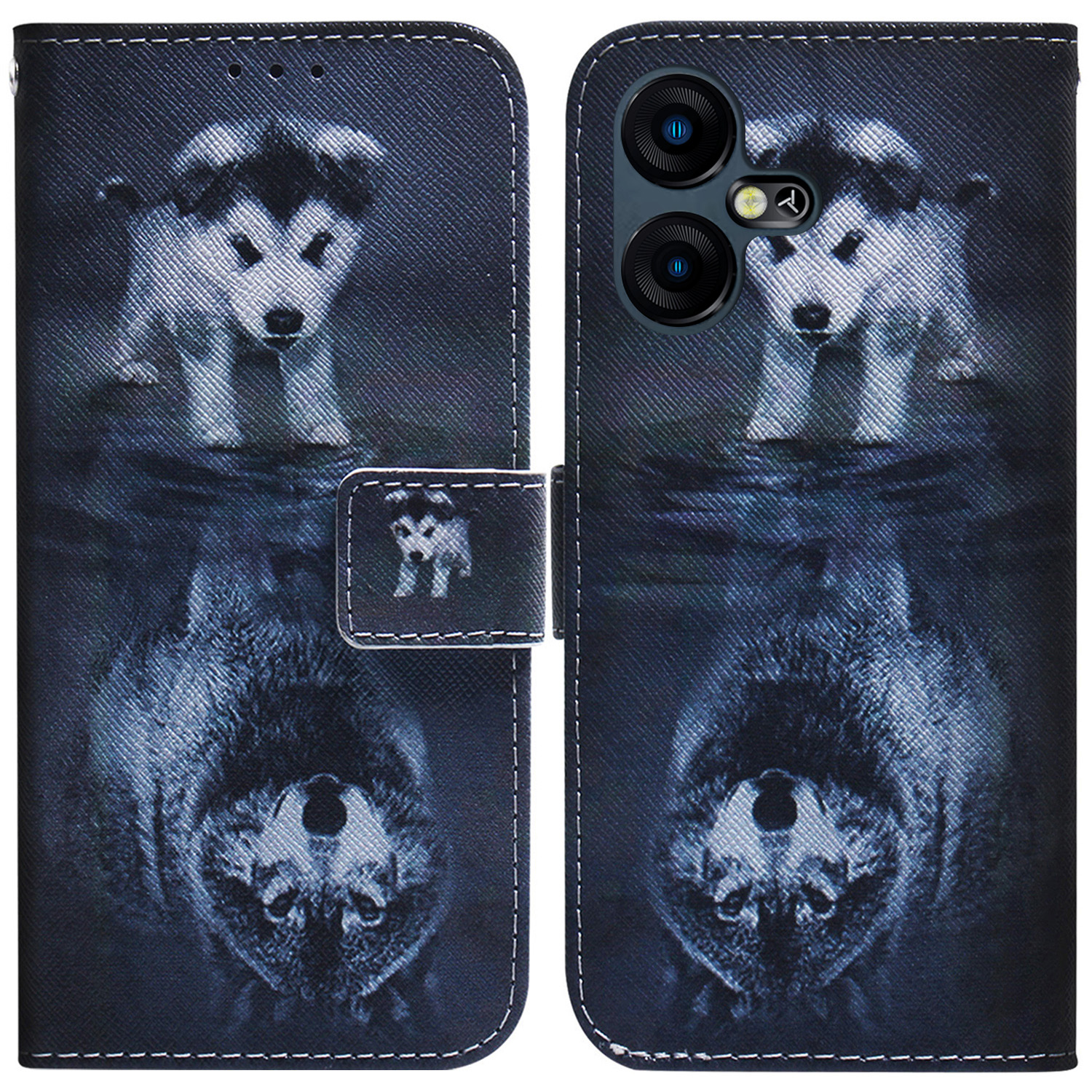 

Für Tecno Pova Neo 3 4G Muster Druckphase PU Leder -ständer Brieftasche Abdeckung - Hund Und Wolf, Tecno Pova Neo 3 4G