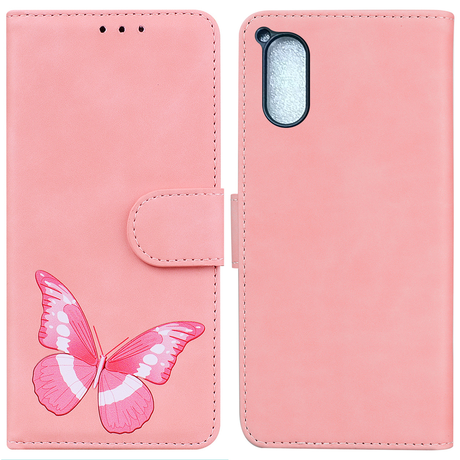 

Für Sony Xperia 5 V Book Style Butterfly -druckständer Brieftasche PU Leder+tpu -telefonabdeckung - Rosa, Xperia 5 V