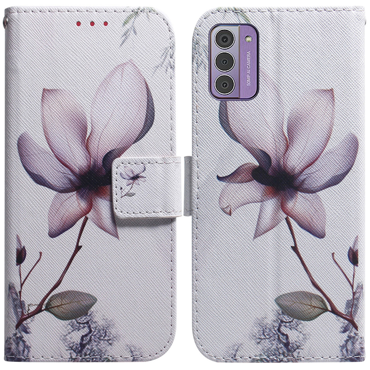 

Für Nokia G42 Wallet Phone Hülle PU Leder -muster -druckständer Voller Schutzabdeckung - Pinke Blume, Nokia G42