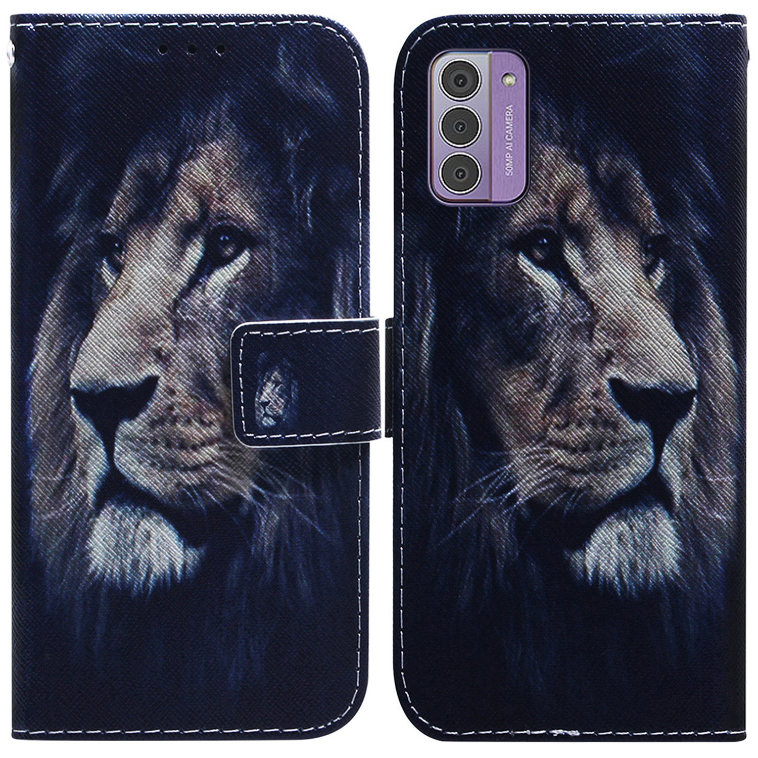

Für Nokia G42 Wallet Phone Hülle PU Leder -muster -druckständer Voller Schutzabdeckung - Löwe, Nokia G42
