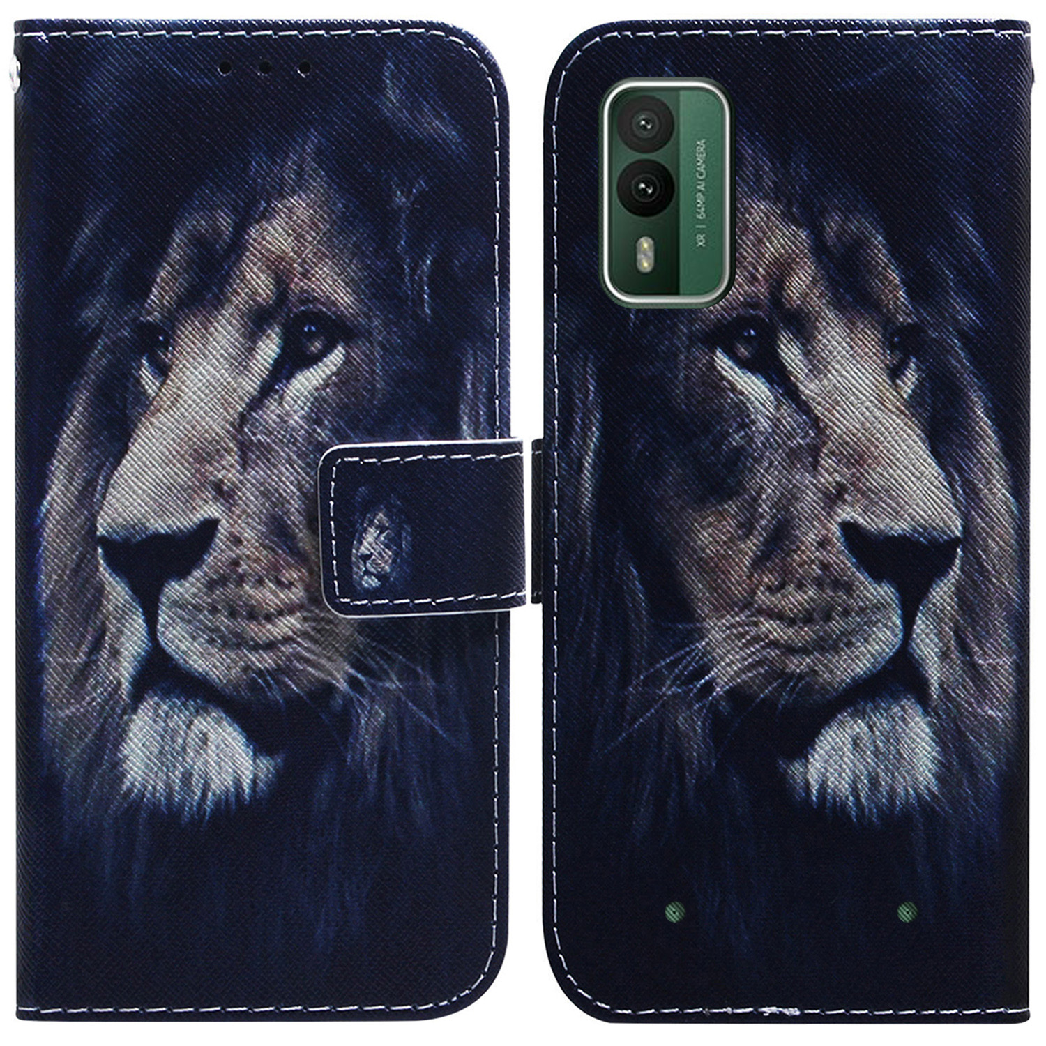 

Für Nokia XR21 PU Leder -abdeckungsmuster Muster Druckbrieftasche Flip Phone Hülle - Löwe, Nokia XR21