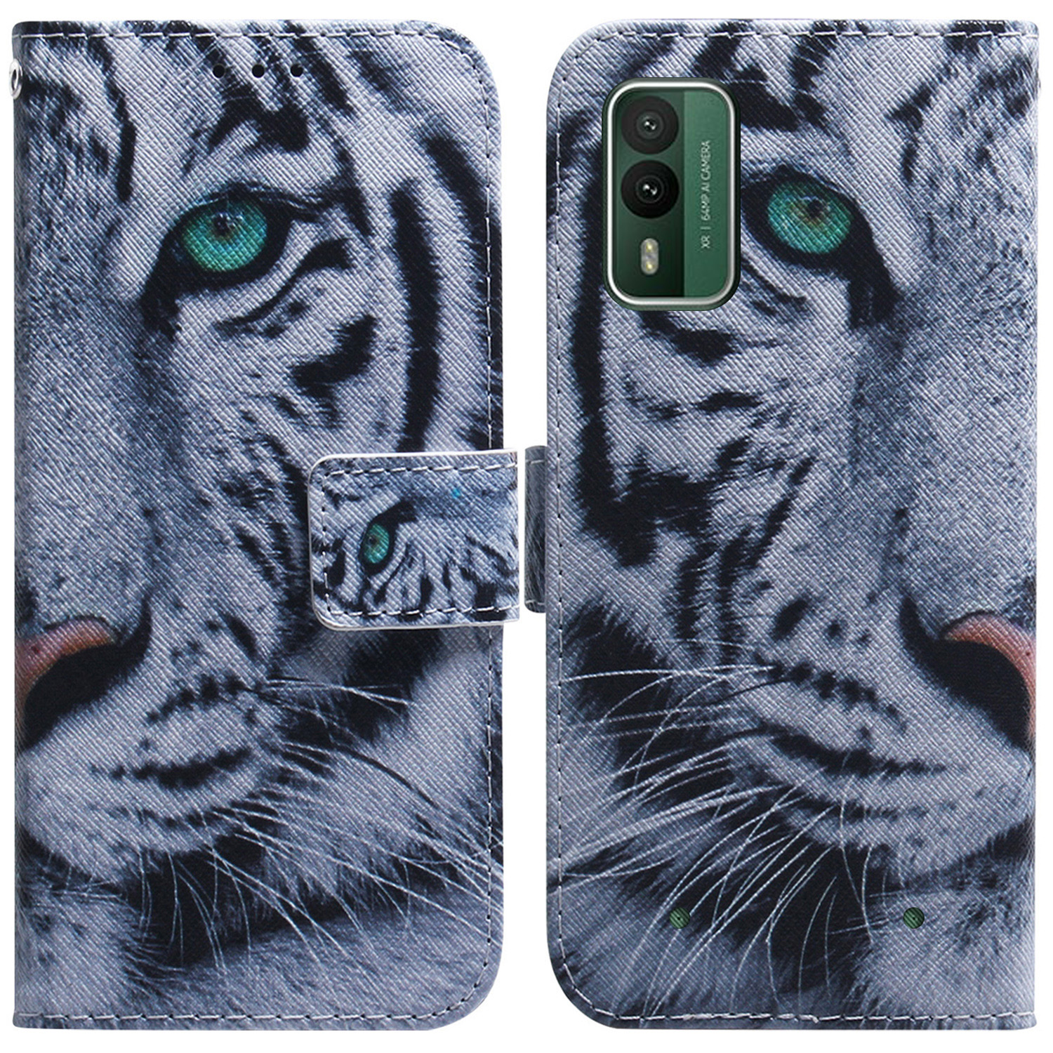 

Für Nokia XR21 PU Leder -abdeckungsmuster Muster Druckbrieftasche Flip Phone Hülle - Tigerkopf, Nokia XR21