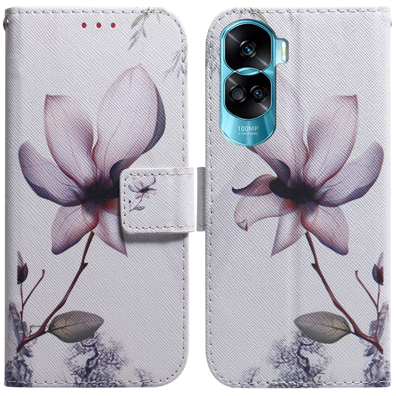 

PU Leder Telefonhülle Für Ehren 90 Lite 5G / X50i 5g, Musterdruckständer Schutzbrieftasche Abdeckung - Pinke Blume, Honor 90 Lite 5G