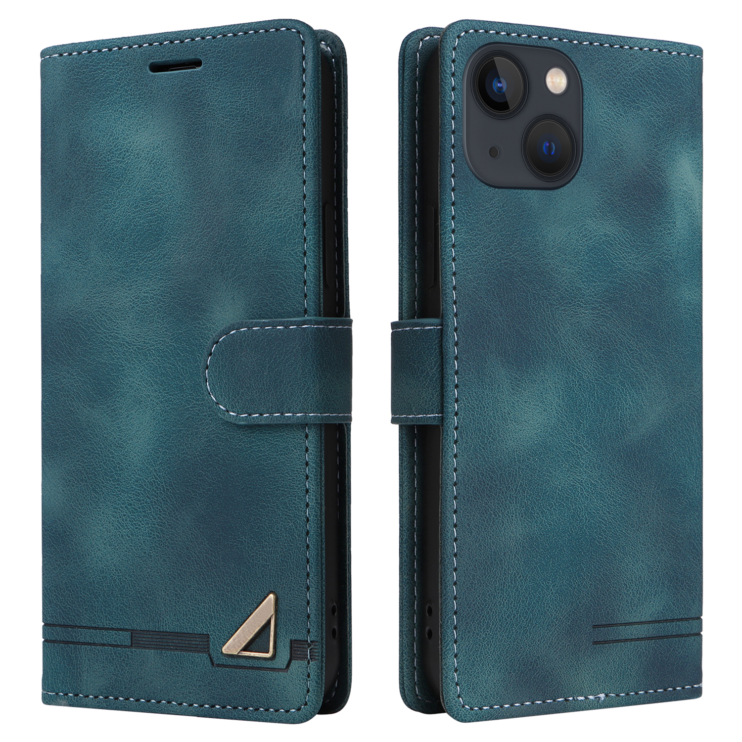 

007 Serie Phone Hülle Brieftasche Für Iphone 15, PU Leder Skin-touch-ständer Flip Cover - Grün, iPhone 15