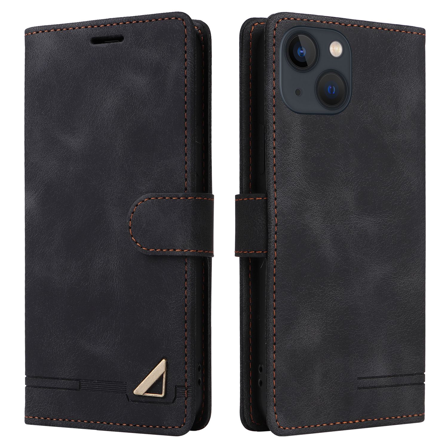 

007 Serie Für Iphone 15 Plus PU Lederständer Shell Flip Wallet Skin-touch-telefonabdeckung - Schwarz, iPhone 15 Plus