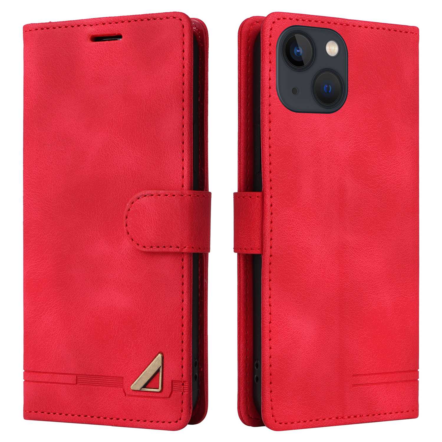 

007 Serie Für Iphone 15 Plus PU Lederständer Shell Flip Wallet Skin-touch-telefonabdeckung - Rot, iPhone 15 Plus