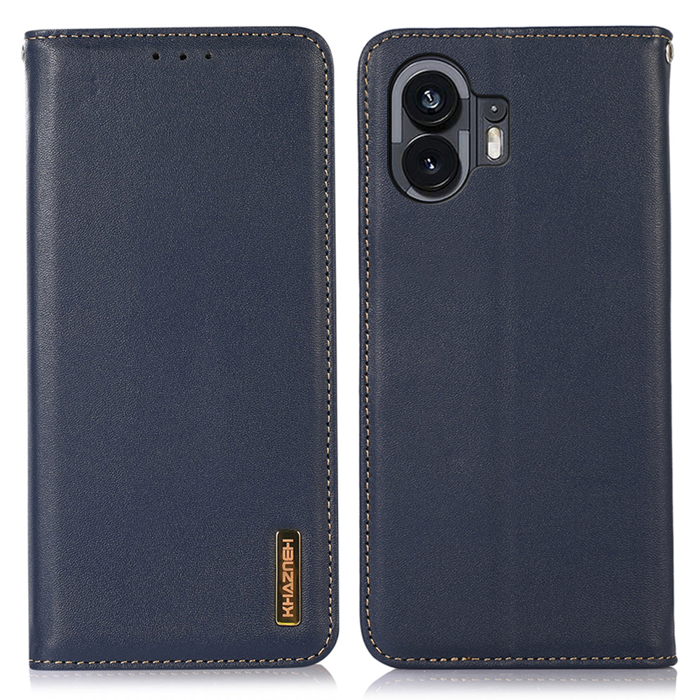 

Khazneh Für Nichts Telefon (2) RFID -blockierbrieftasche Echtes Kuh Leder Nappa Textur Stand Telefonabdeckung - Blau, Nothing Phone (2)