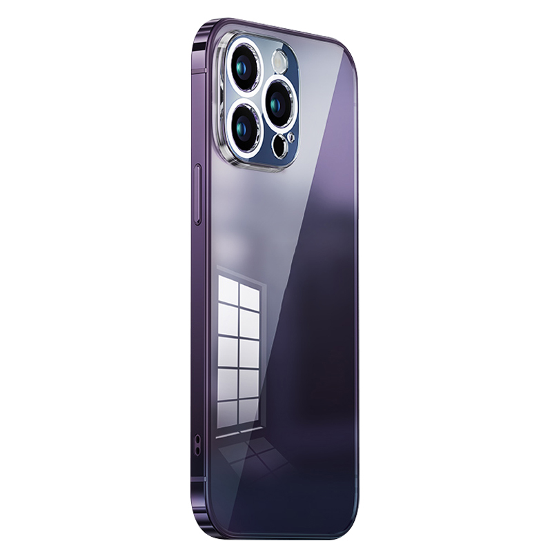 

Anti-Drop Slim Phone Hülle Für Iphone 15 Pro Max Tpu+pc+metallrahmen HD Clear Schockdelefonabdeckung - Lila, iPhone 15 Pro Max