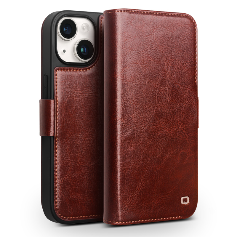 

Qialino Echte Kuhleder+tpu -telefonhülle Für Iphone 15 Plus Magnetischer Verschluss Schockdelie -telefonabdeckung - Dunkelbraun, iPhone 15 Plus
