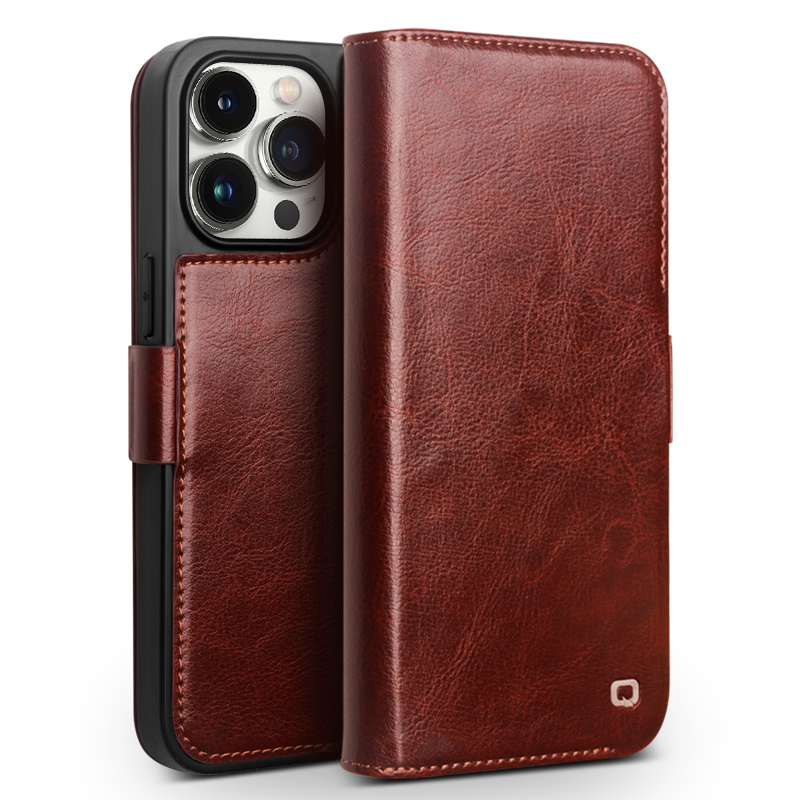 

Qialino Anti-drogen-telefonhülle Für Iphone 15 Pro Echte Kuhleder+tpu Magnetische Verschluss Telefonabdeckung - Dunkelbraun, iPhone 15 Pro