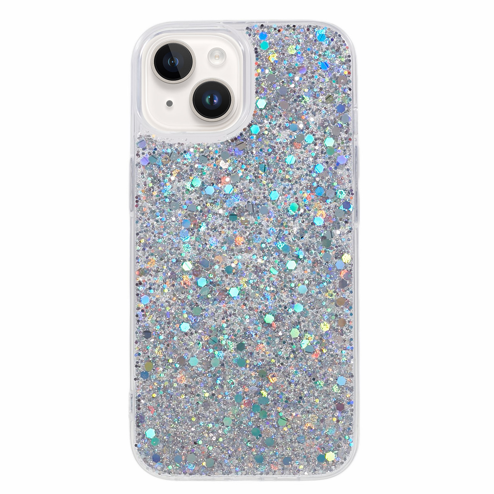 

Für Das Iphone 15 Plus Glitter -telefon Hülle Schockdichte TPU Sparkly Rückenabdeckung - Silber, iPhone 15 Plus