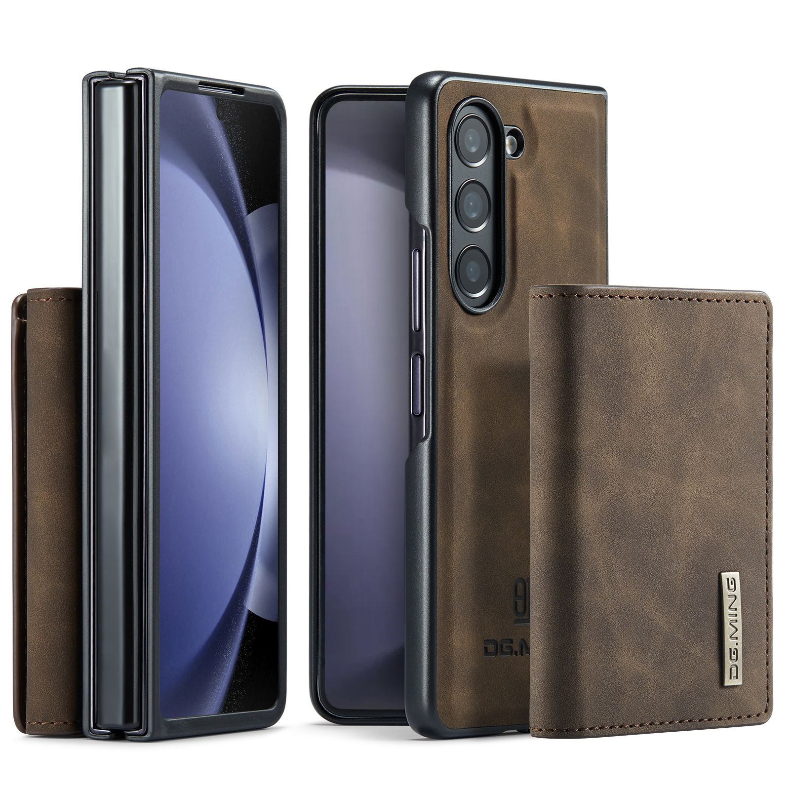 

Dg. Ming M1 Series Magnetic Abnehmbares Gehäuse Für Samsung Galaxy Z Fold5 5g, PU Leder+pc Kickstand Wallet Telefonabdeckung - Kaffee, Galaxy Z Fold5 5G