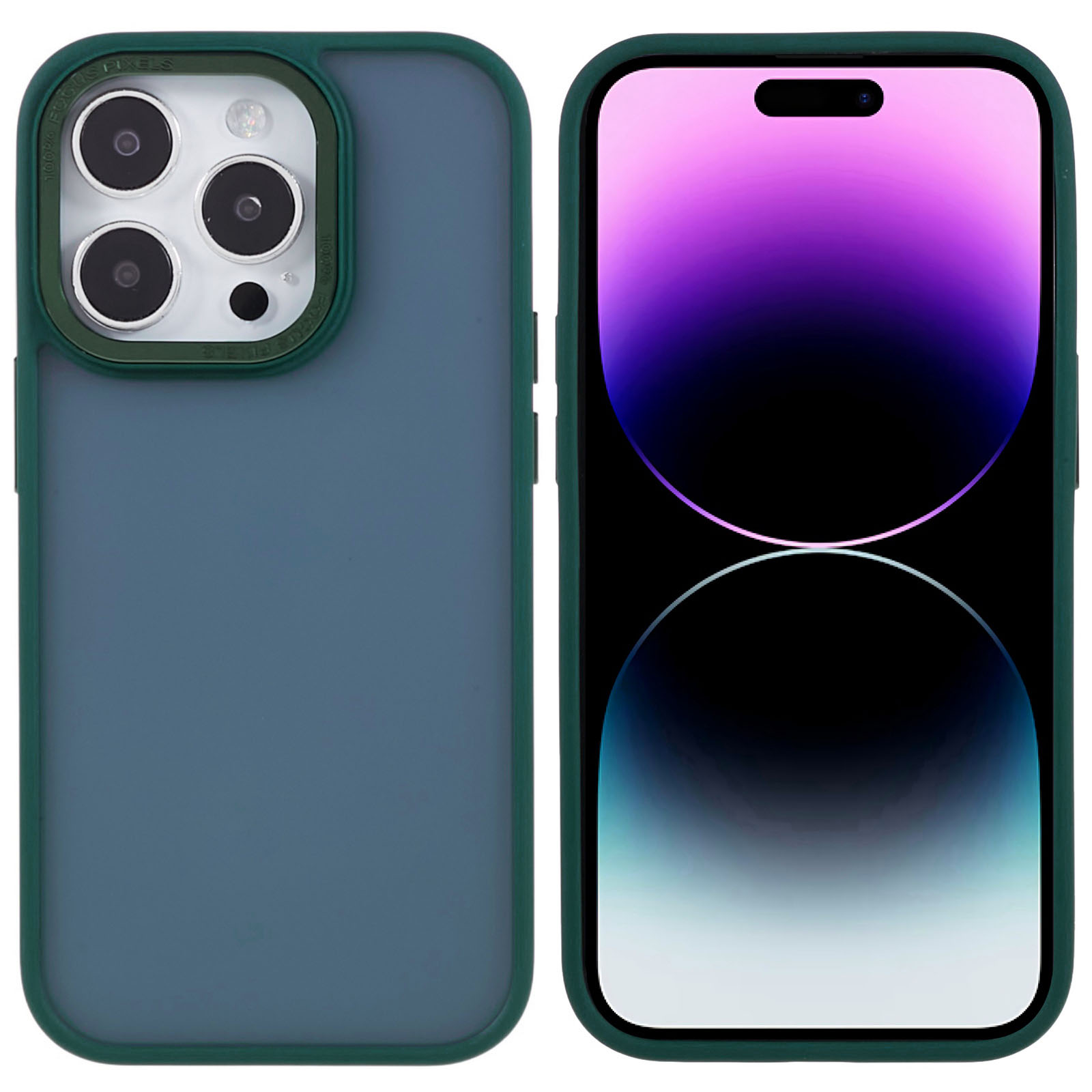 

Fulexin Für Iphone 15 Pro Max Phone Case PC + TPU Schockfeste Schutzabdeckung Mit Metalllinsenrahmen - Schwarzgrün, iPhone 15 Pro Max