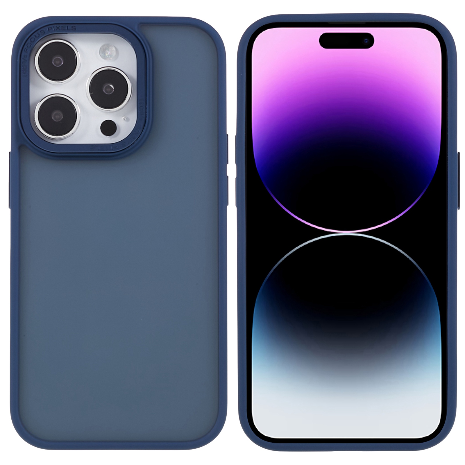 

Fulexin Für Iphone 15 Pro Max Phone Case PC + TPU Schockfeste Schutzabdeckung Mit Metalllinsenrahmen - Dunkelblau, iPhone 15 Pro Max