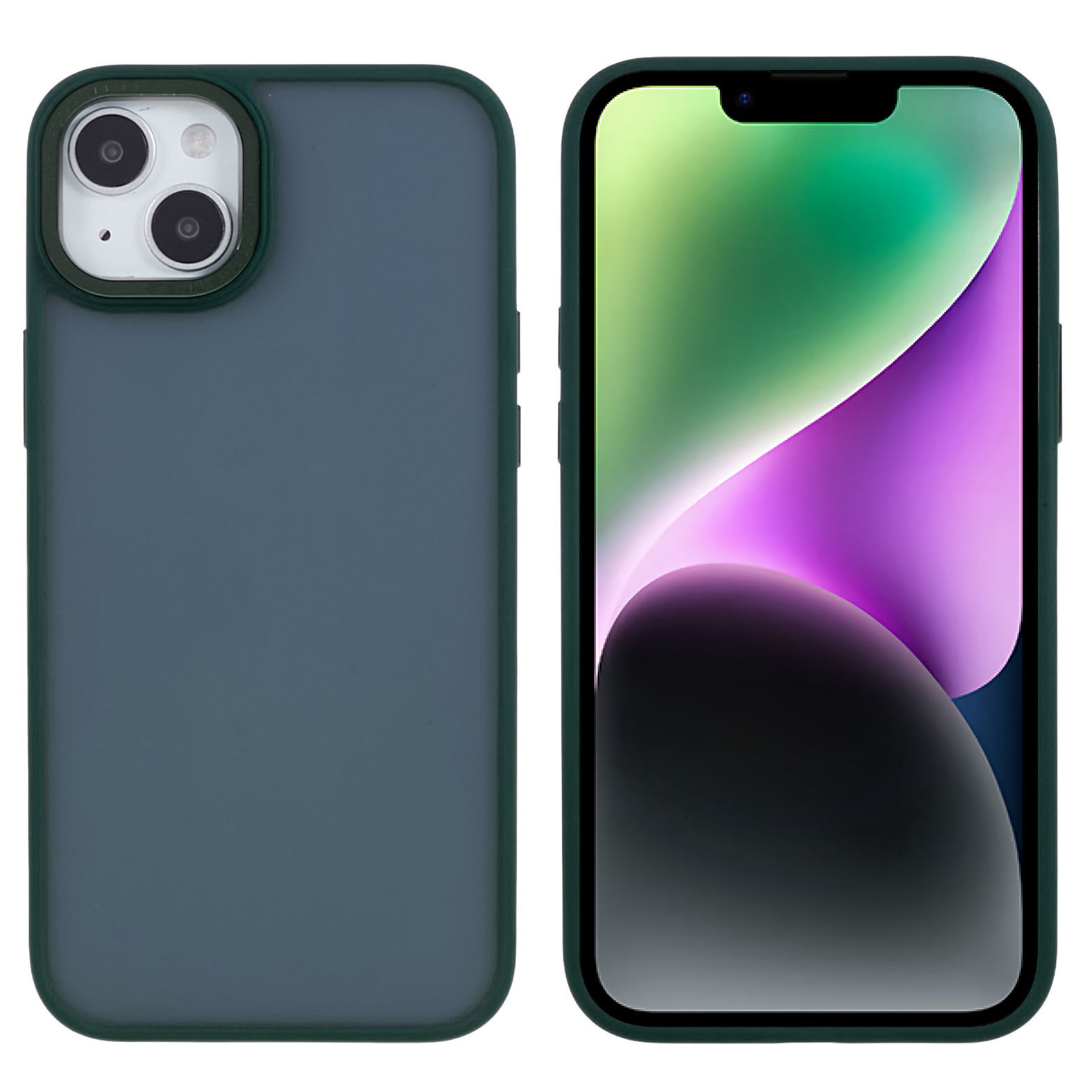 

Fulexin Für Iphone 15 Plus Schutzhülle Hartes PC Soft TPU -telefonabdeckung Mit Metalllinsenrahmen - Grün, iPhone 15 Plus
