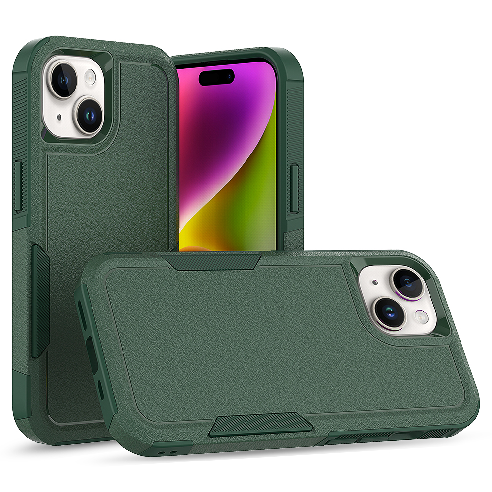 

Für Das Iphone 15 Dual Layer Protection PC+TPU Deckung Anti-fall-telefonhülle - Dunkelgrün, iPhone 15