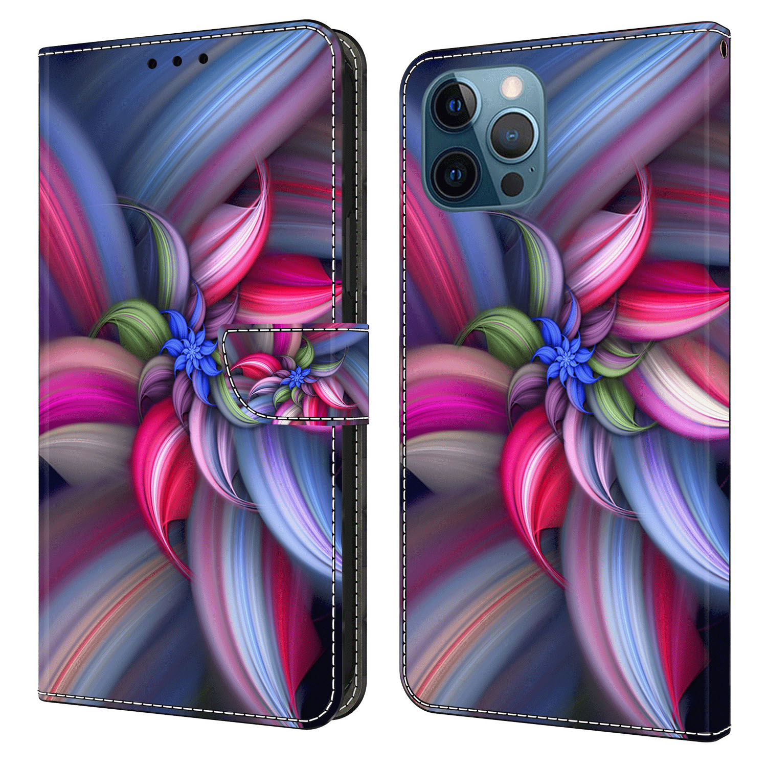 

Für Das Iphone 15 Pro PU Leder Telefon Hülle 3D -muster -druckbrieftasche Schutzschutzabdeckung - Farbenfrohe Blumen, iPhone 15 Pro