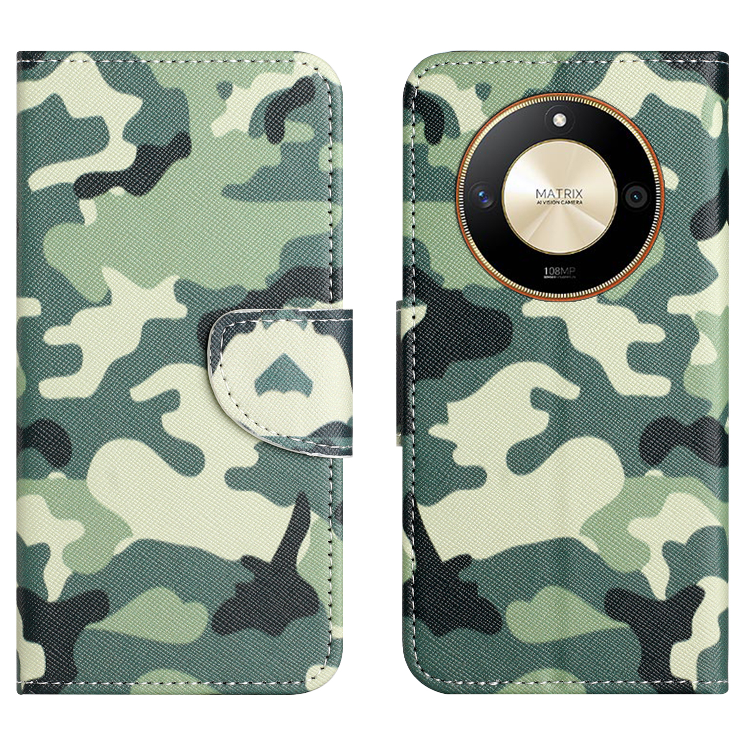 

Für Ehren X50 PU Leder Cross Texture Phone Hülle Brieftaschenständer Muster Druckabdeckung - Tarnung, Honor X50