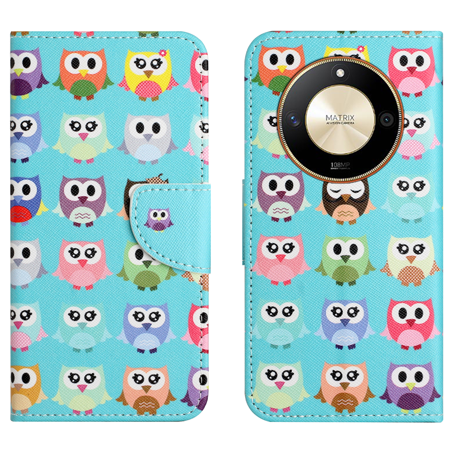 

Für Ehren X50 PU Leder Cross Texture Phone Hülle Brieftaschenständer Muster Druckabdeckung - Eulen, Honor X50