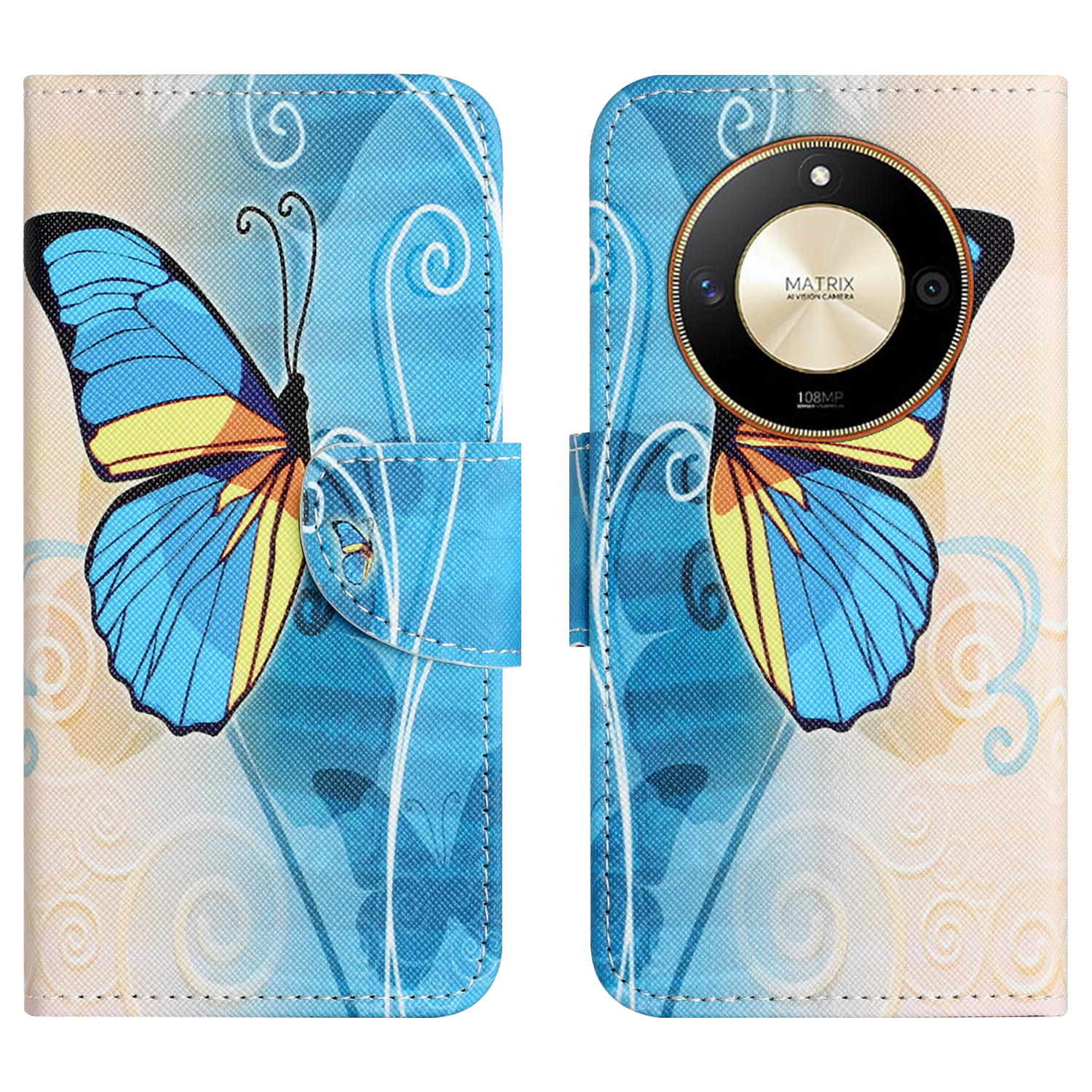 

Für Ehren X50 PU Leder Cross Texture Phone Hülle Brieftaschenständer Muster Druckabdeckung - Schmetterling, Honor X50