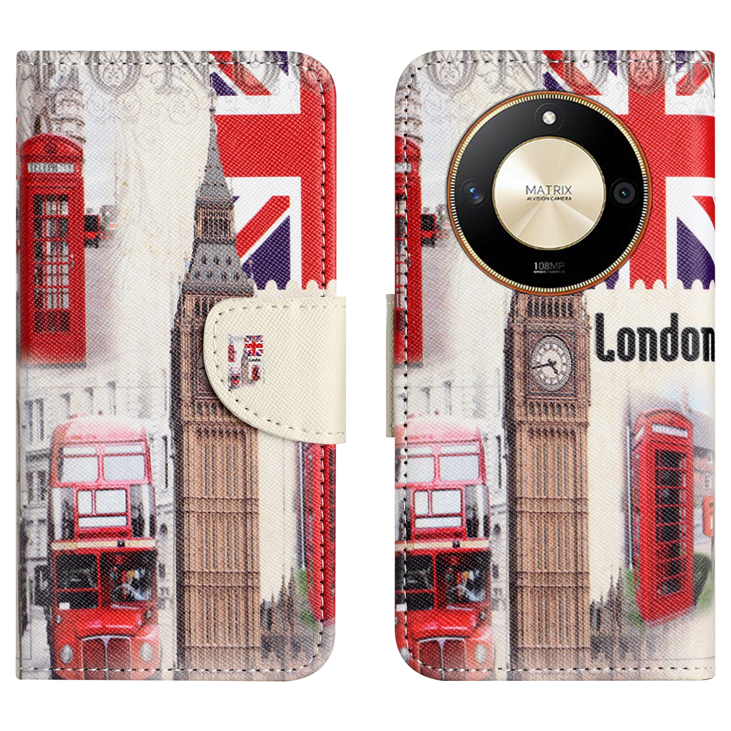 

Für Ehren X50 PU Leder Cross Texture Phone Hülle Brieftaschenständer Muster Druckabdeckung - London Big Ben, Honor X50